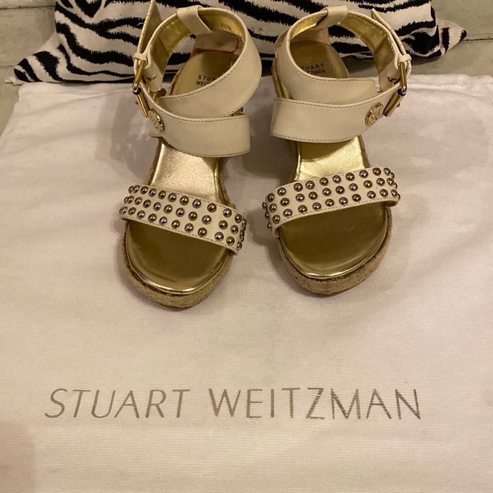 Stuart Weitzman girls wedge sandals size US 3 with Dustbag👡 👧